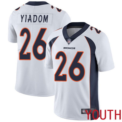 Youth Denver Broncos 26 Isaac Yiadom White Vapor Untouchable Limited Player Football NFL Jersey